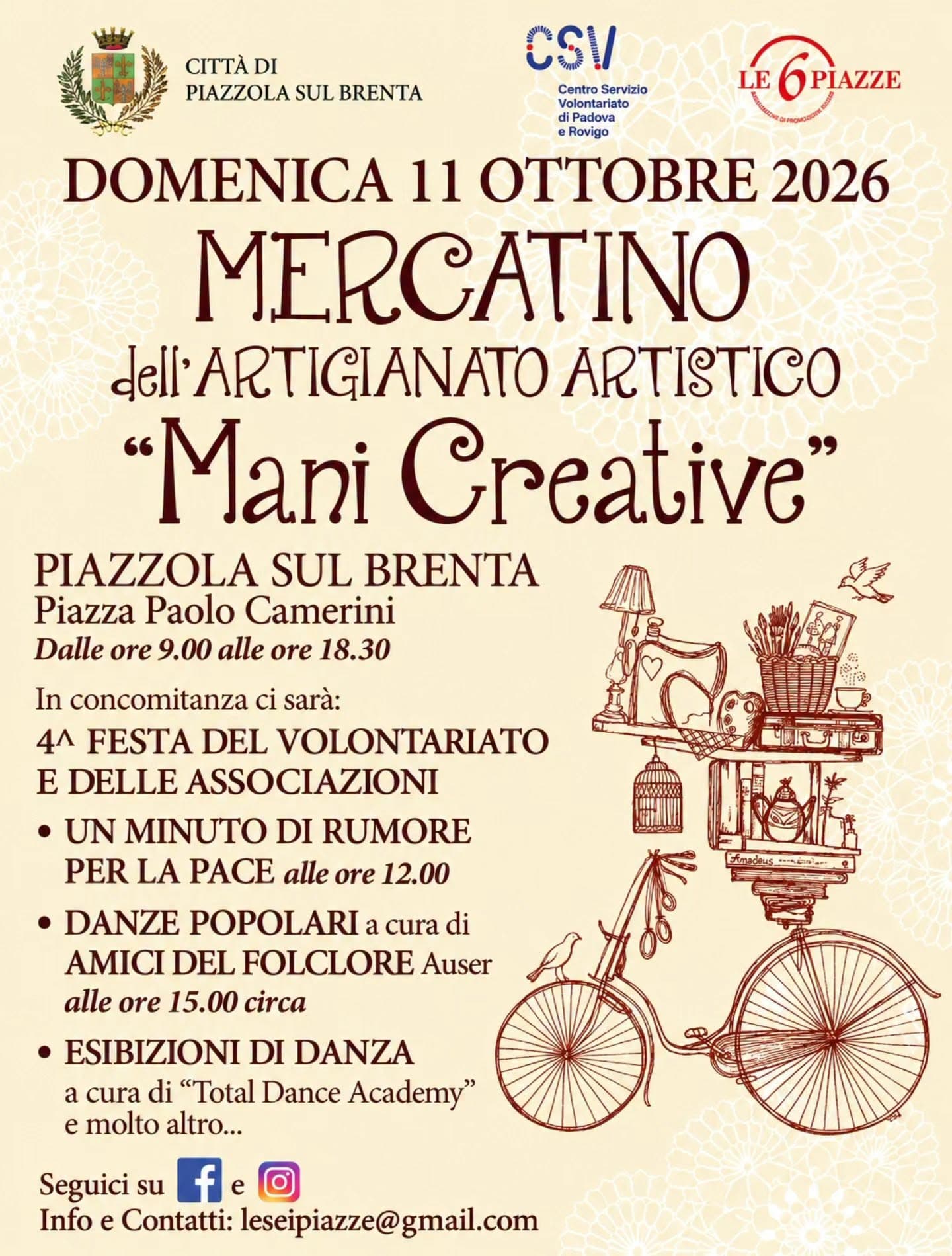 Mercatino “Mani Creative” 2026 Piazzola sul Brenta
