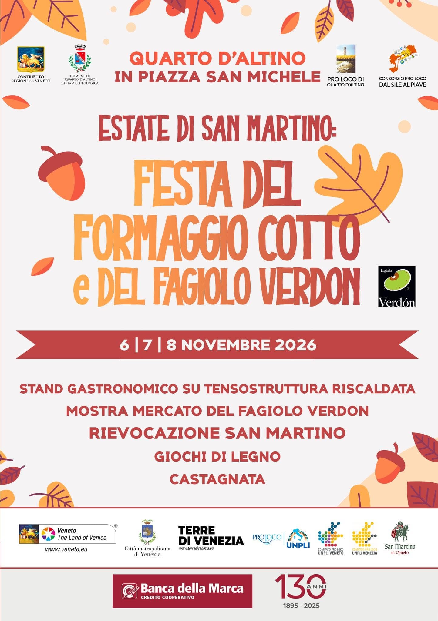 Festa del Formaggio Cotto e del Fagiolo Verdon 2026 Quarto d'Altino