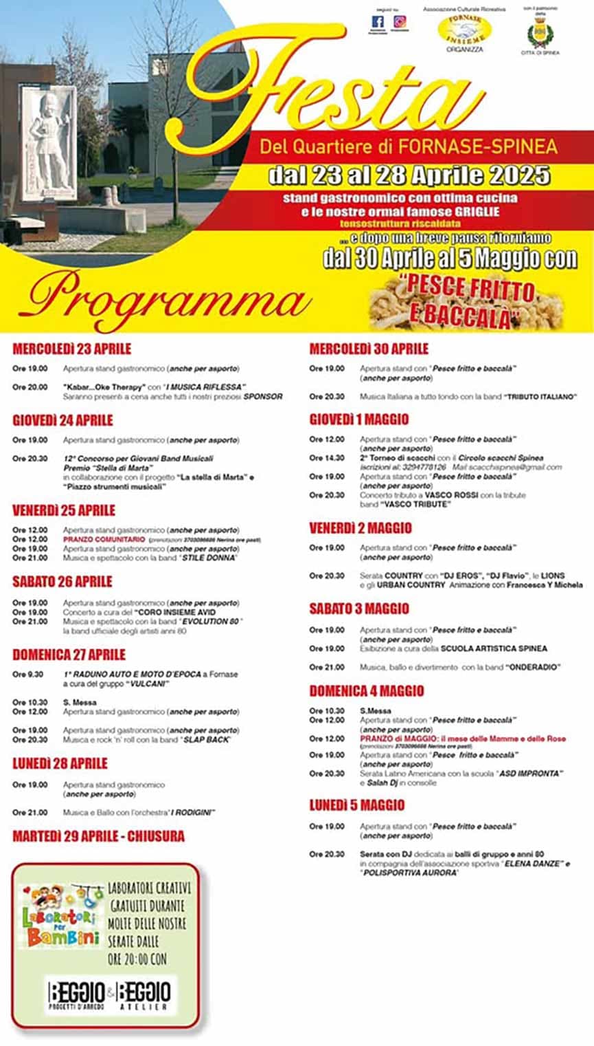 programma festa del quartiere fornase spinea 2025