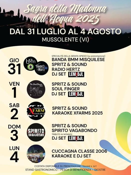 sagra madonna dell'acqua 2025