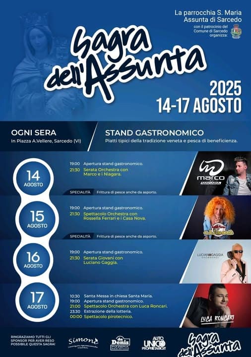 sagra assunta sarcedo 2025