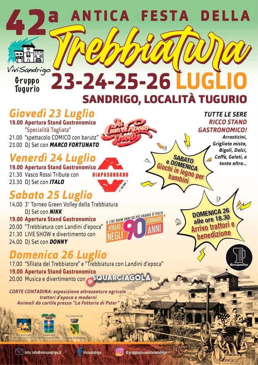 festa trebbiatura 2026 sandrigo