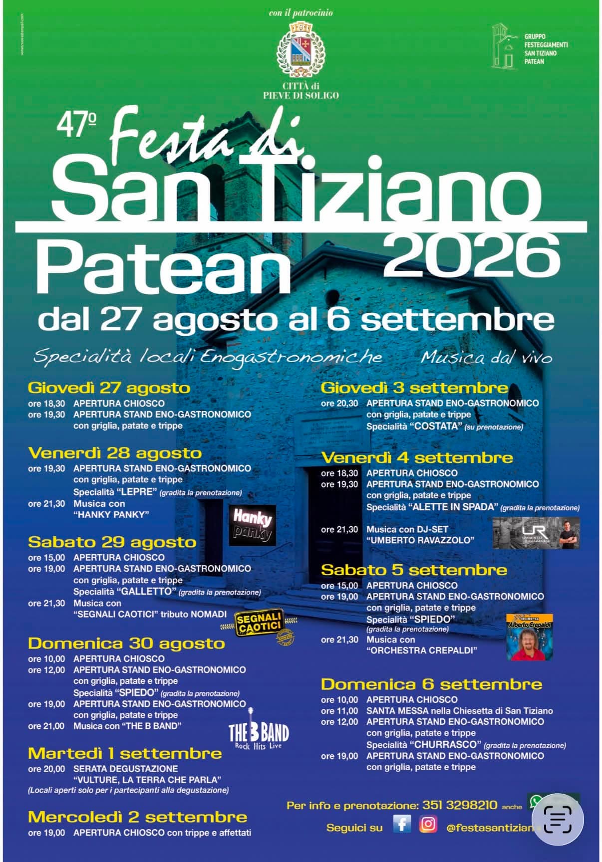 Festa San Tiziano Patean 2026