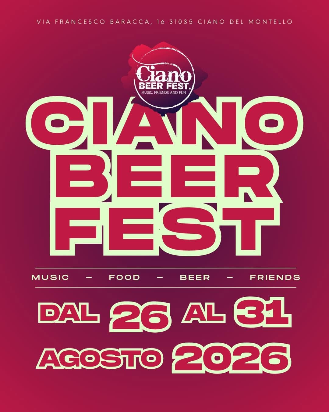ciano beer fest 2026 ciano montello